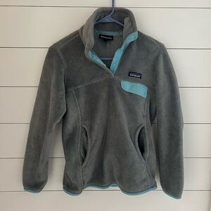 Patagonia Gray Fleece Pullover with Blue Accents